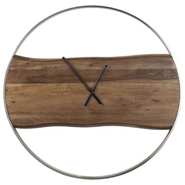 Ashley Panchali Wall Clock in Brown and Silver, , large