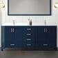Lexora Home Jacques 72" Double Bathroom Vanity in Navy Blue with 2 cm White Quartz Top and Rectangular Sinks, , large