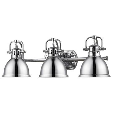 Golden Lighting Duncan 3-Light Bath Vanity in Chrome with Chrome Shades, , large