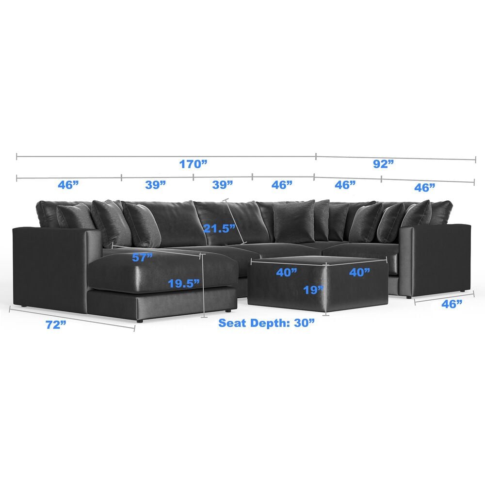 Hartsfield Remington 5-Piece Stationary Right Facing Chaise Sectional in Slate, , large