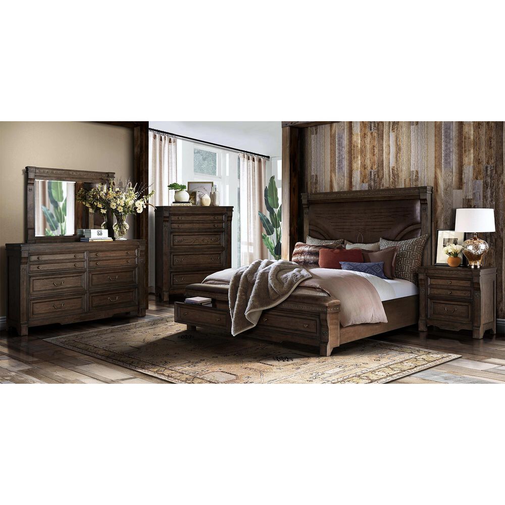 Sasha Lee Grand Teton 5 Piece Queen Bedroom Set in Warm Brown Oak, , large