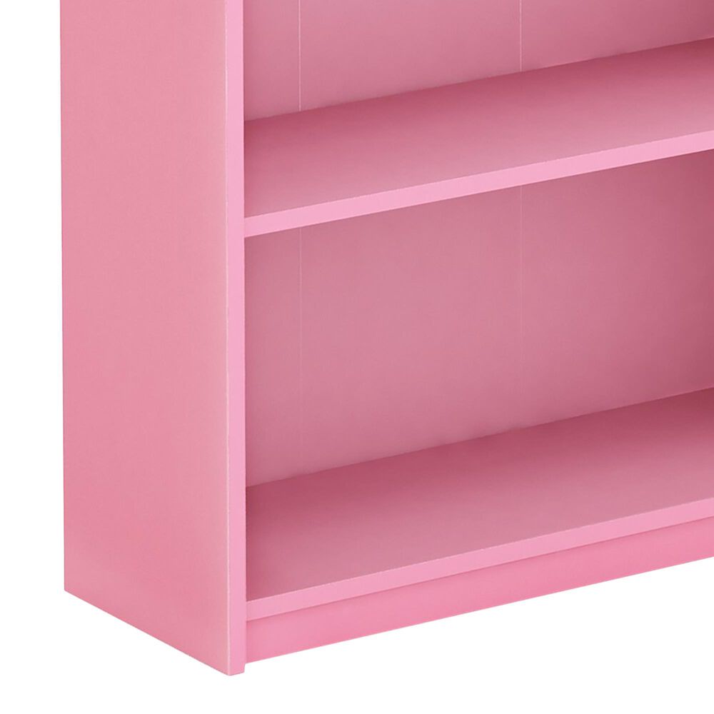 HOMLUX 3-Tier Display Bookshelf with Adjustable Shelves in Pink, , large
