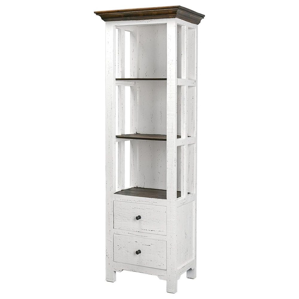 Rustic Imports Verona Narrow Bookcase in Aged White and Tobacco, , large