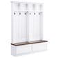 HOMLUX 6-Hook Hall Tree with Wood Grain Bench in White, , large