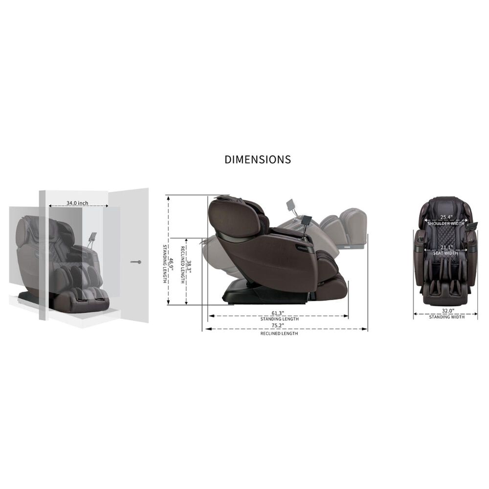 Cozzia Qi SE Duo Power Massage Chair with Mocha Cushion in Espresso, , large