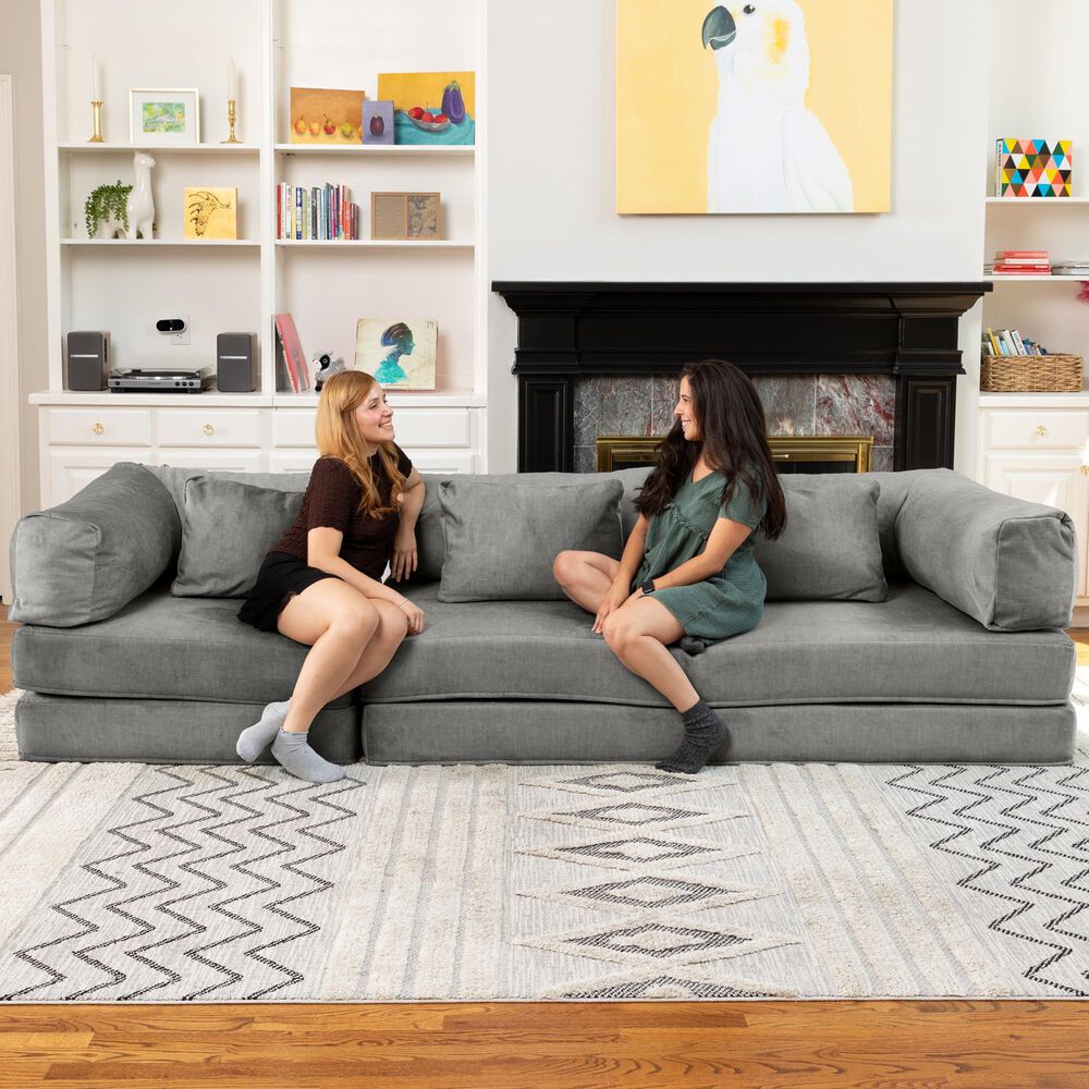 Jaxx Unsofa Stationary Sofa in Elephant Dark Grey Velvet, , large