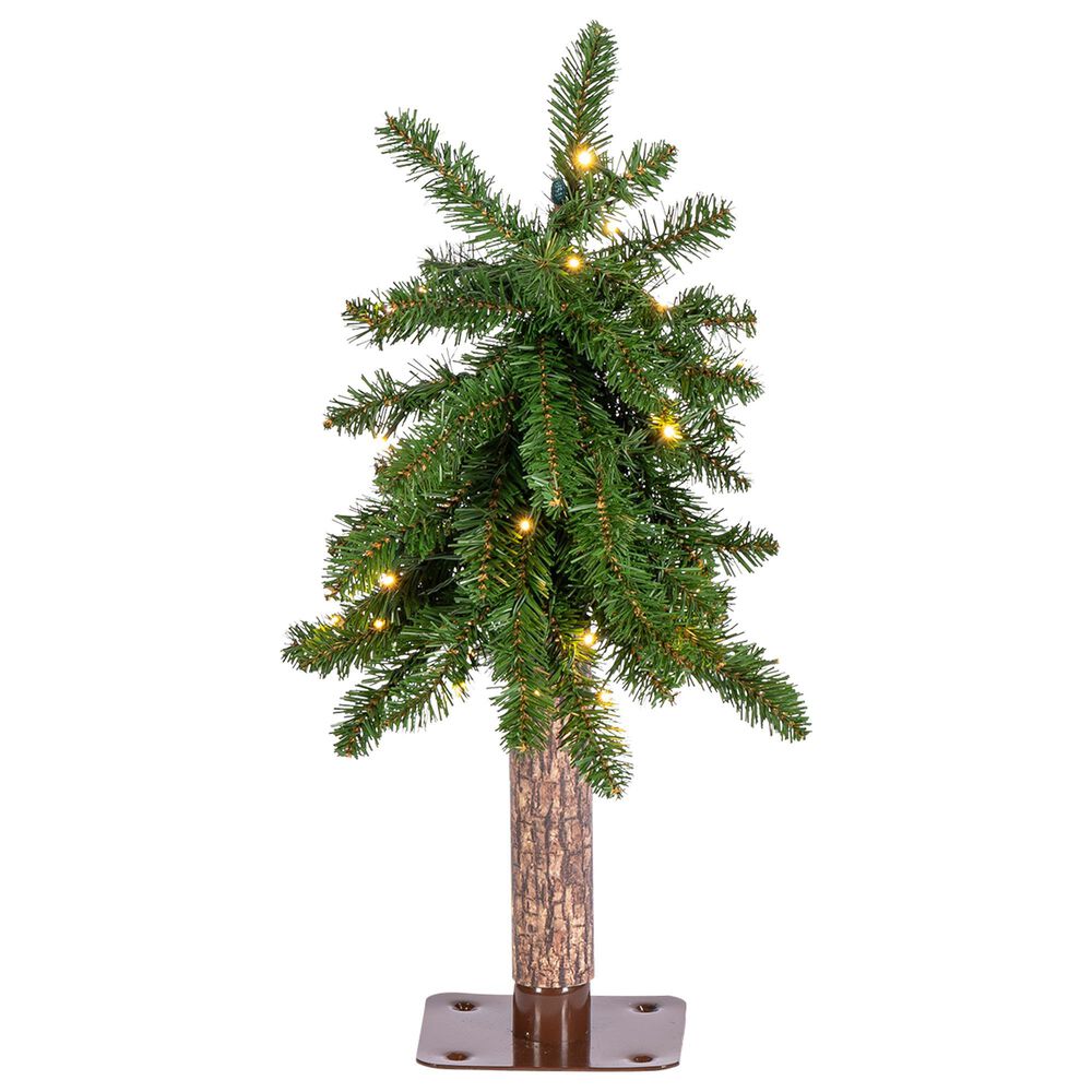 The Gerson Company 2&#39; Alpine Pre-Lit Artificial Christmas Tree in Green, , large