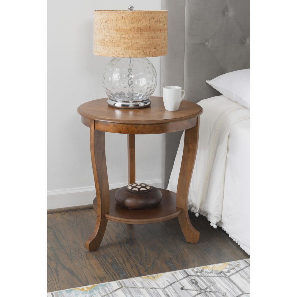 Linon Home Decor Aubert Round Side Table in Hazelnut, , large