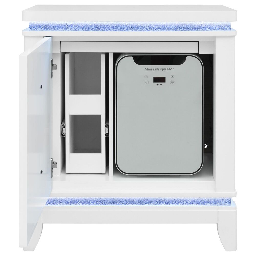 Global Furniture USA Alina 2-Drawer Nightstand with Cooler, LED, Speaker and USB in White, , large
