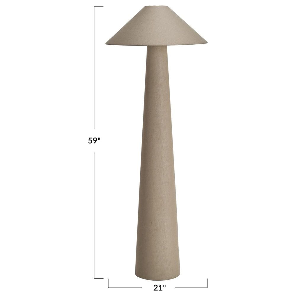 TEAK INTERIORS Round Linen Floor Lamp with Inline Foot Switch in Natural, , large