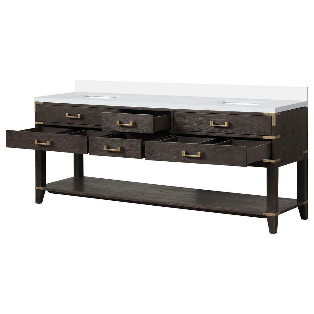 Lexora Home Norwalk 84&quot; Double Bathroom Vanity in Brown Oak with White Cultured Marble Top  and Rectangle Sink, , large