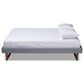 Baxton Studio Liliya Full Platform Bed Frame with Light Grey Upholstered in Walnut Brown, , large