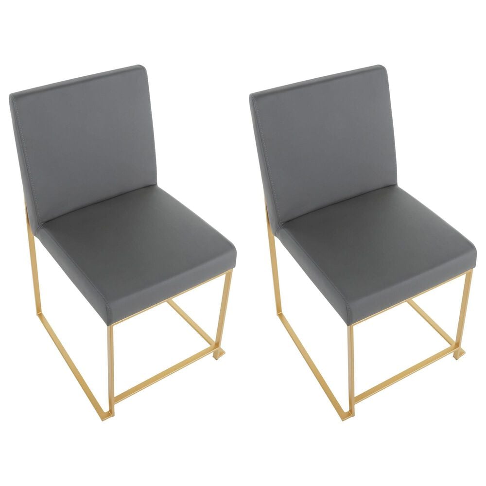 Lumisource Fuji Side Chair with Grey Cushion in Gold (Set of 2), , large