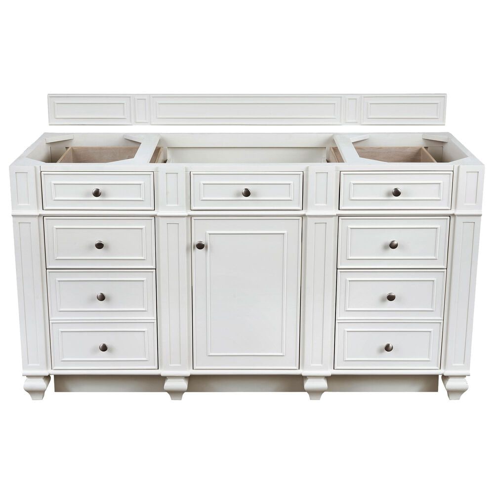 James Martin Vanities Bristol 60&quot; Single Bathroom Vanity in Bright White with 3 cm Ethereal Noctis Quartz Top and Rectangular Sink, , large