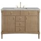James Martin Kinnsden 48" Single Bathroom Vanity in Weathered Oak with 3 cm Victorian Silver Silestone Top, Rectangular Sink and FreePower Wireless Charger, , large