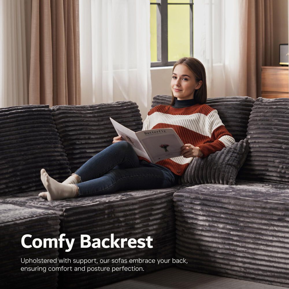 HOMLUX 4-Piece Mod U-Sectional with Chaise in Gray, , large
