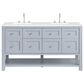 James Martin Vanities Breckenridge 60" Double Bathroom Vanity in Serenity Blue with 3 cm White Zeus Quartz Top and Rectangular Sinks, , large