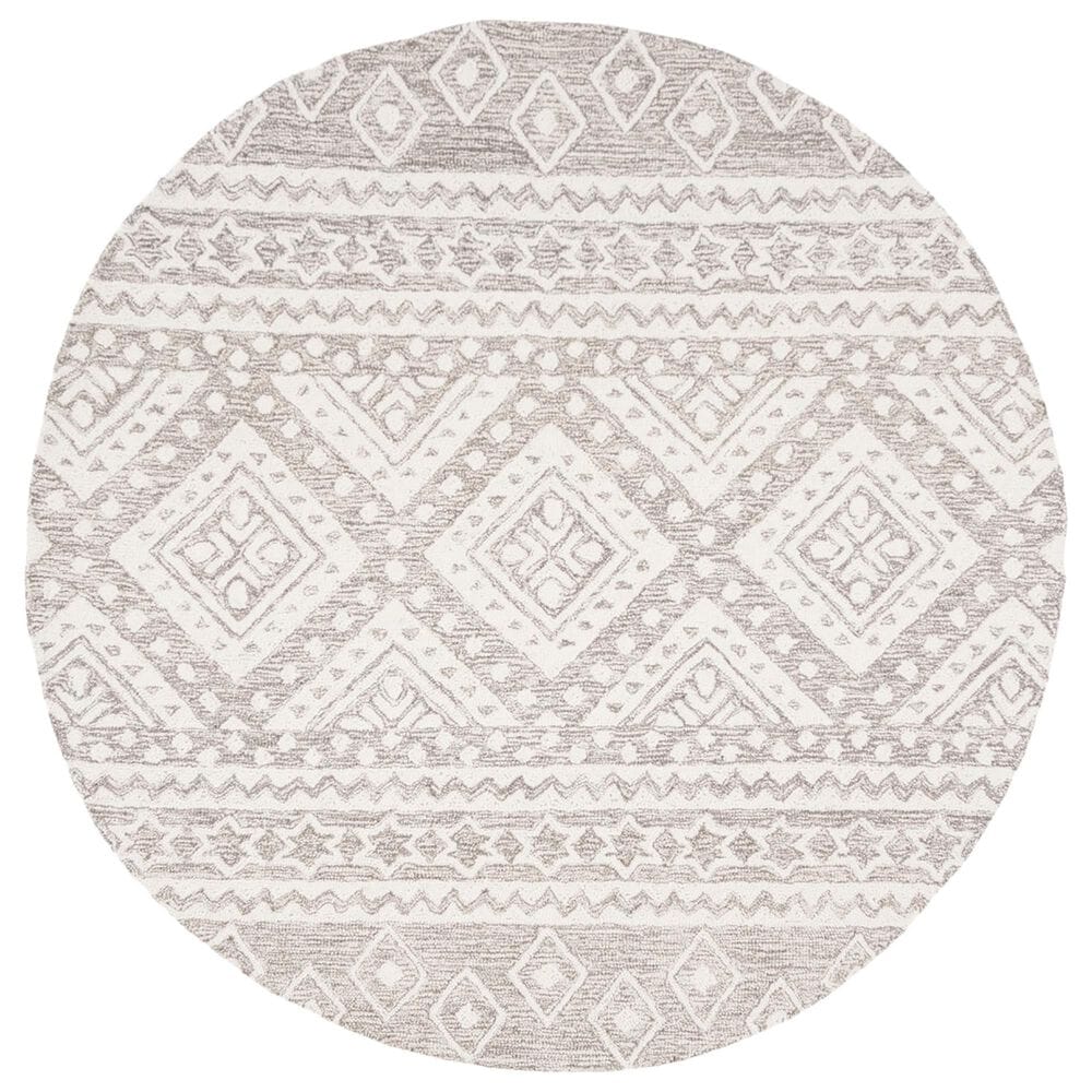 Safavieh Micro-Loop 5" Round Dark Gray and Ivory Area Rug, , large