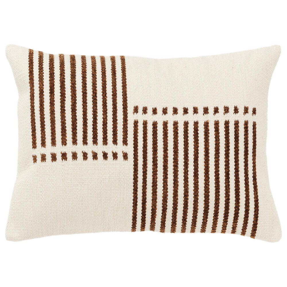Rizzy Home 14" x 20" Striped Polyester Filled Lumbar Pillow in Natural and Camel, , large