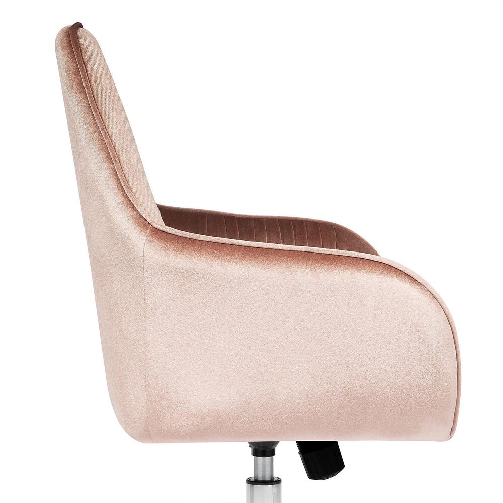 Impressions Vanity Kelly Swivel Vanity Chair with Pink Cushion in Matte Silver, , large