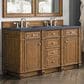 James Martin Vanities Bristol 60" Double Bathroom Vanity in Saddle Brown with 3 cm Charcoal Soapstone Quartz Top and Rectangular Sinks, , large