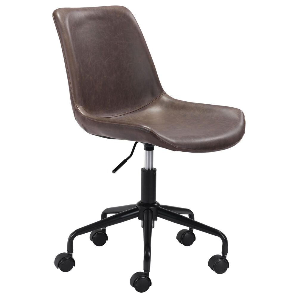Zuo Modern Byron Office Chair in Brown and Black, , large