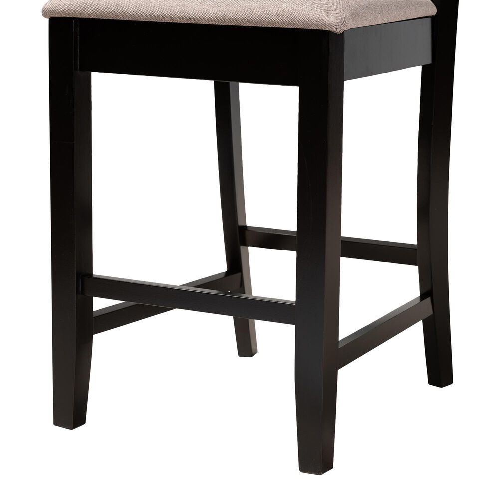 Baxton Studio Devon Counter Height Pub Chair with Sand Cushion in Espresso Brown (Set of 2), , large