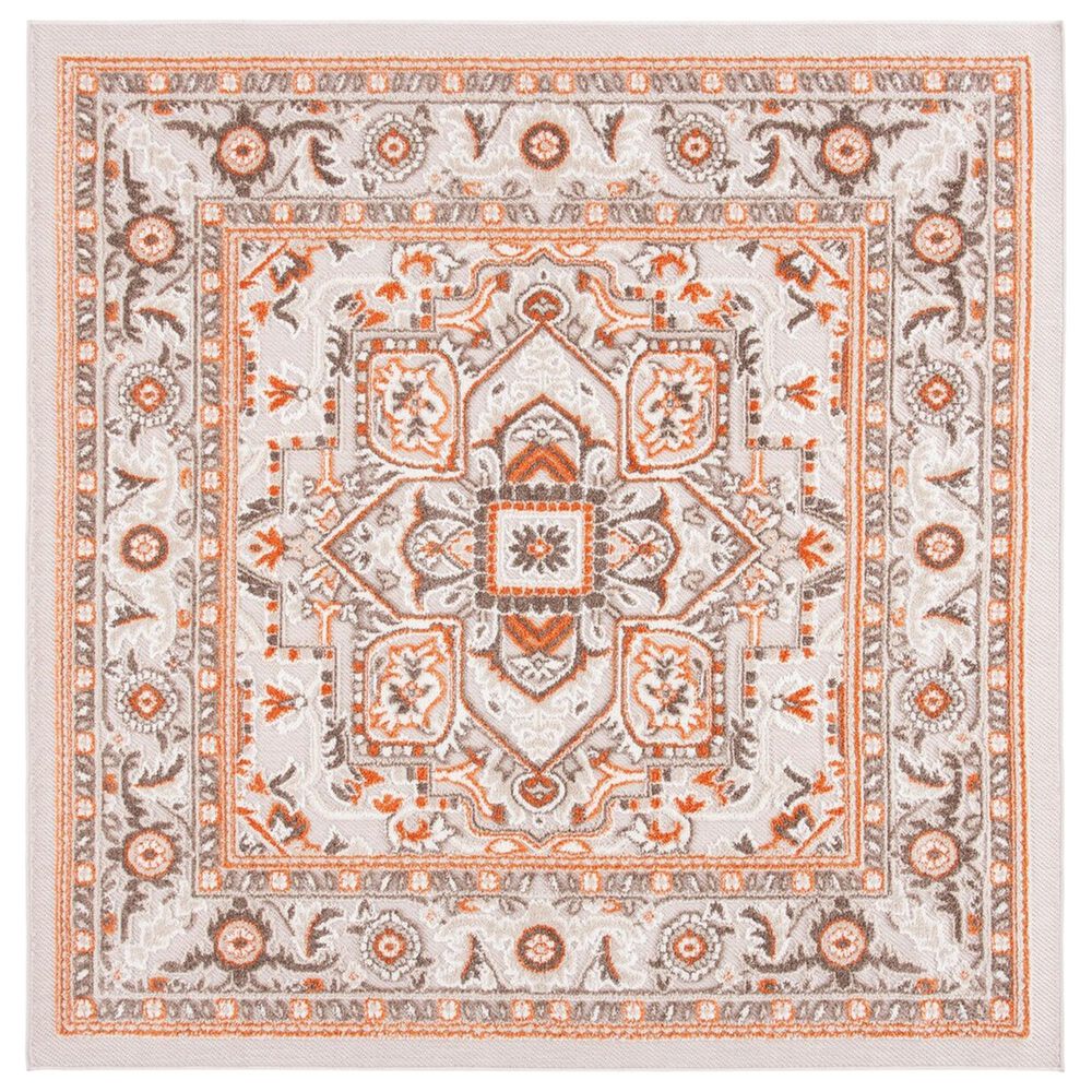 Safavieh Cabana CBN680B 6"7" Square Beige and Orange Indoor/Outdoor Area Performance Rug, , large