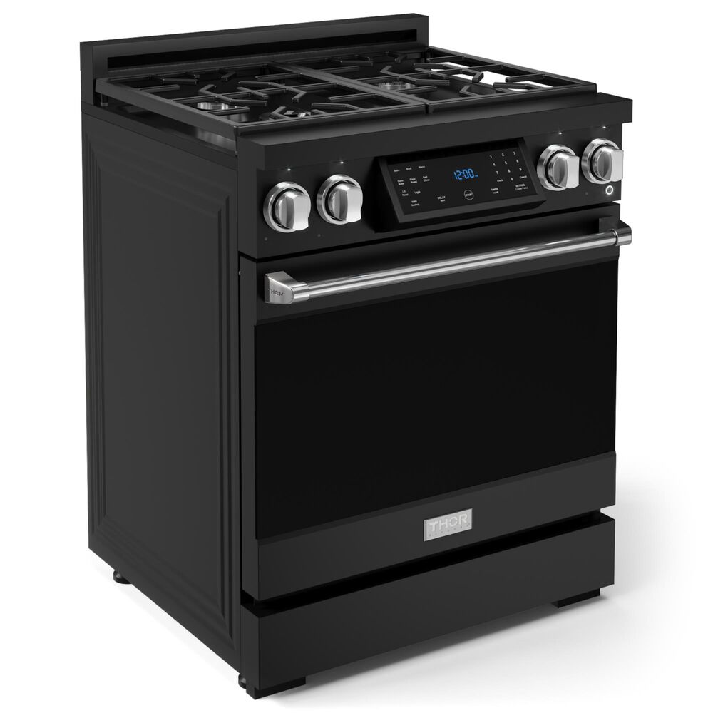 Thor Kitchen Gordon Ramsay 4.55 Cu. Ft. 30&quot; Professional Liquid Propane Range with Stainless Steel Handle Kit in Black, , large