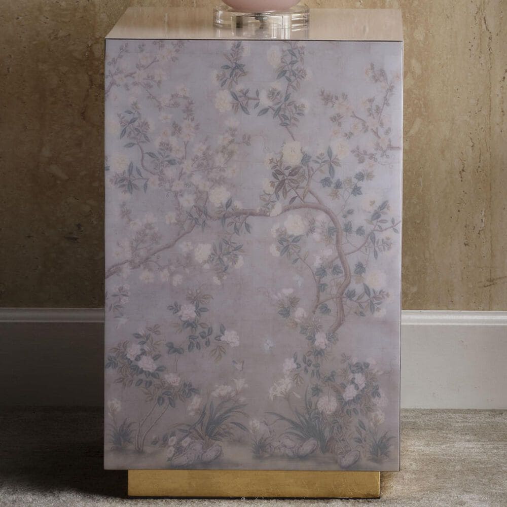 Splendor Living Rockwell Floral Accent Side Table in Lavender and Gold, , large