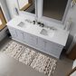 Lexora Home Dukes 84" Double Bathroom Vanity in Dark Grey with 2 cm White Cultured Marble Top and Rectangular Sinks, , large
