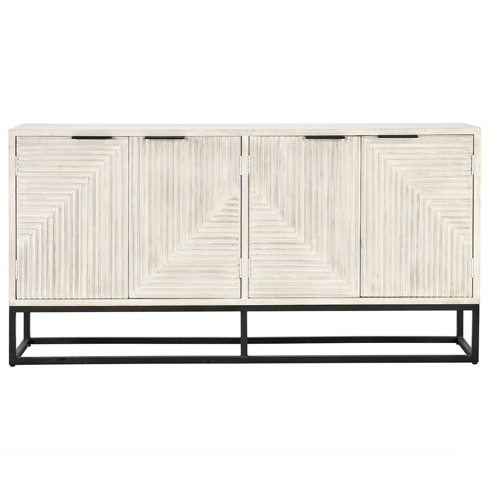 Classic Home Flint 4-Door Sideboard in Coastal White and Black, , large