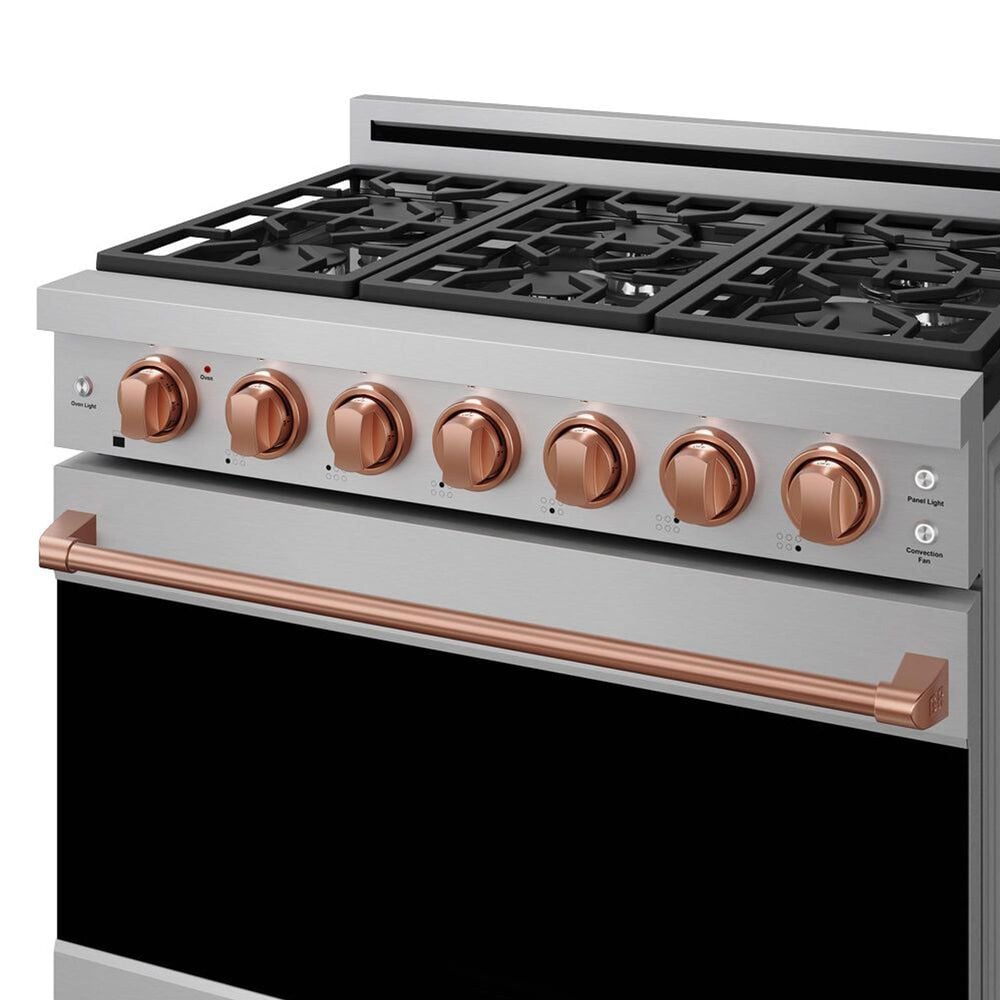Thor Kitchen Gordon Ramsay 6 Cu. Ft. Professional Gas Range with Rose Gold Handle Kit in Stainless Steel, , large