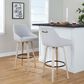 LumiSource Hannah Swivel Bar Stool with Grey Fabric Upholstery in Whitewashed and Black (Set of 2), , large