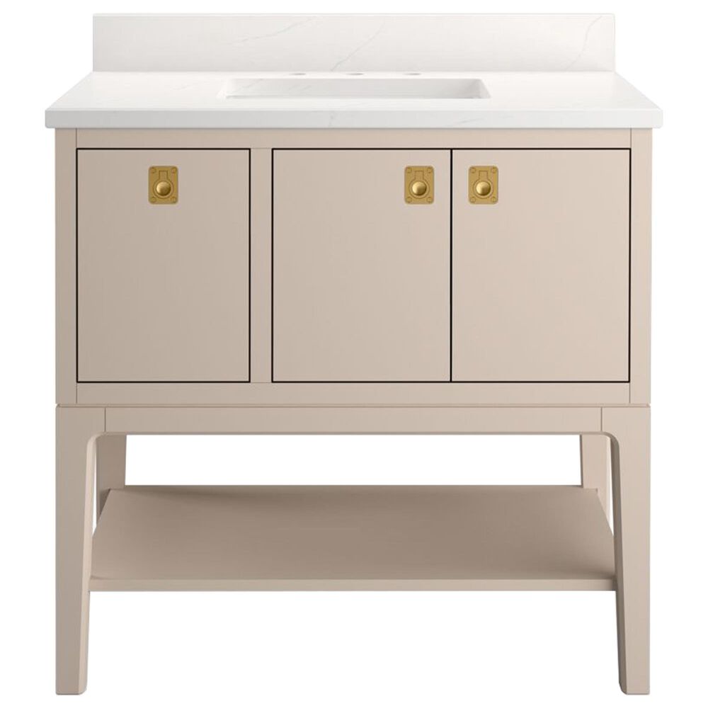 Kohler Seagrove 36" Single Bathroom Vanity in Light Clay with 3 cm White Quartz Top and Rectangular Sink, , large