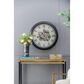 A&B Home Round Clock with Exposed Gold Gears in Gray and Black, , large