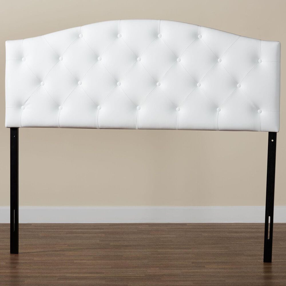Baxton Studio Myra Queen Headboard with White Upholstered in Black, , large