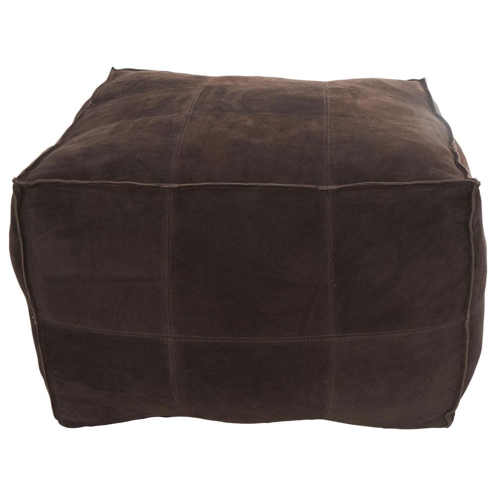 Maple and Jade 28&quot; Low Profile Square Stuffed Pouf in Dark Brown, , large