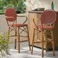 Hearth and Haven Outdoor Wicker French Barstool with Curved Design in Red (Set of 2), , large