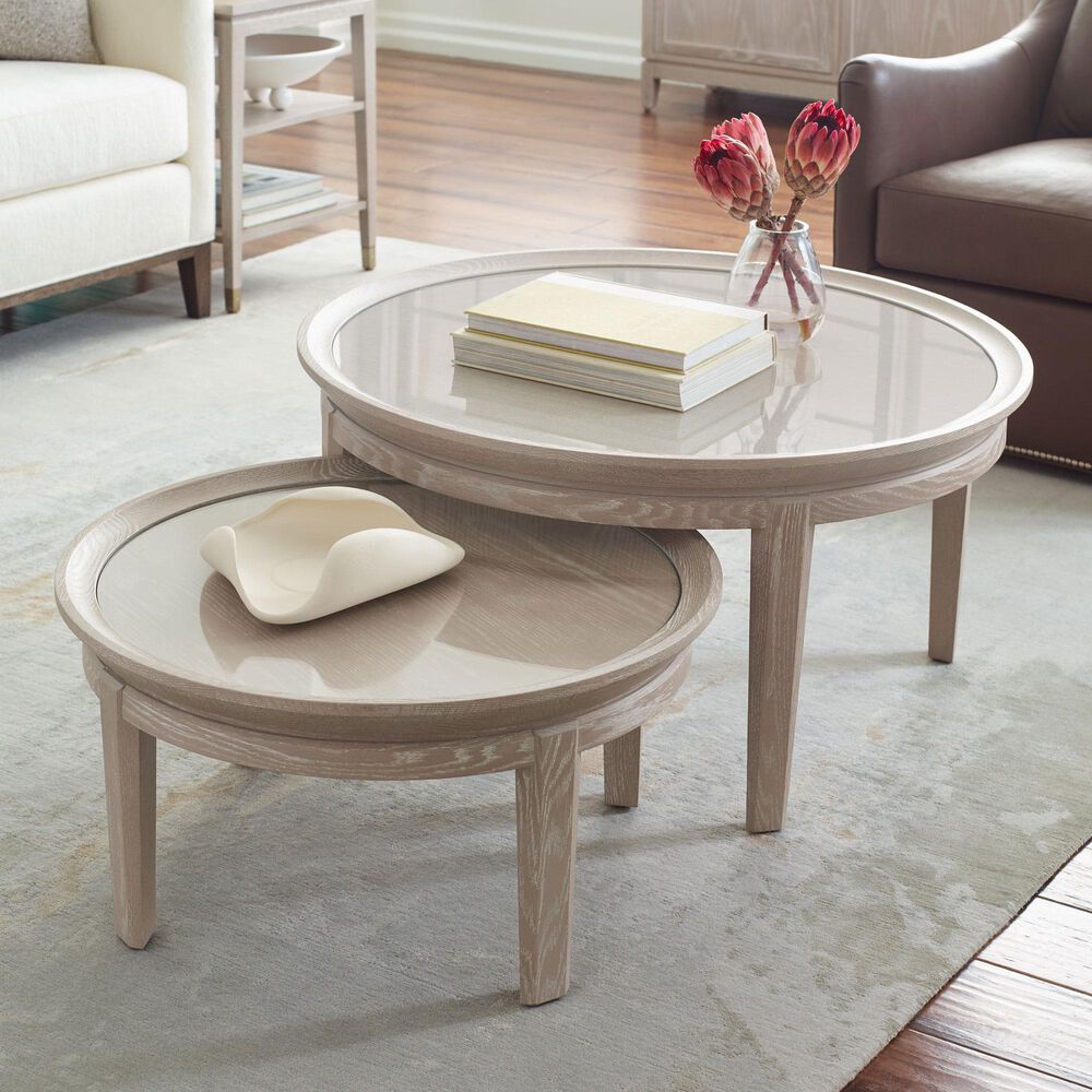 Stickley Furniture Maidsatone 36" Round Cocktail Table in Sandbank, , large
