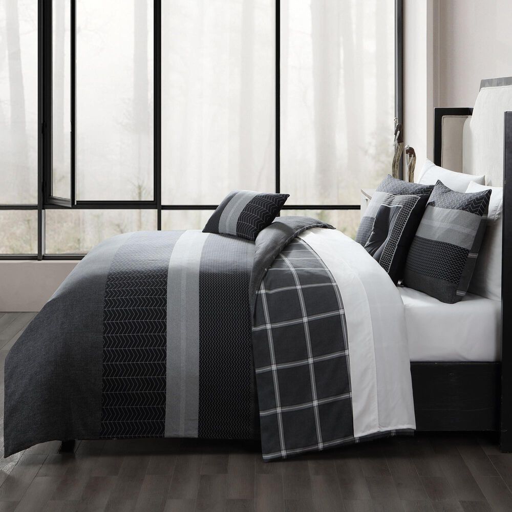 BEBEJAN Kyle 5-Piece King Comforter Set in Black and Grey, , large