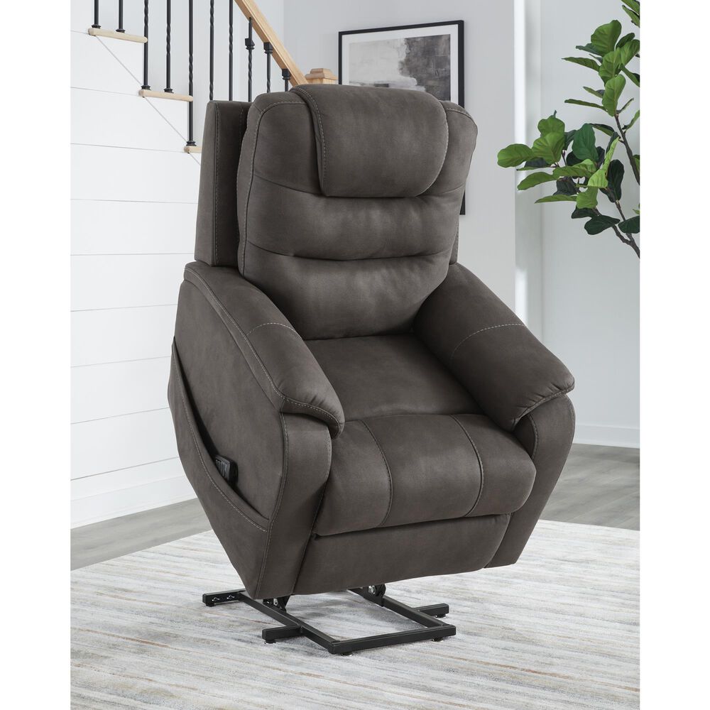 Ashley Snowfield Power Lift Recliner in Gunmetal, , large