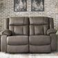 Ashley First Base Manual Reclining Loveseat in Gunmetal, , large