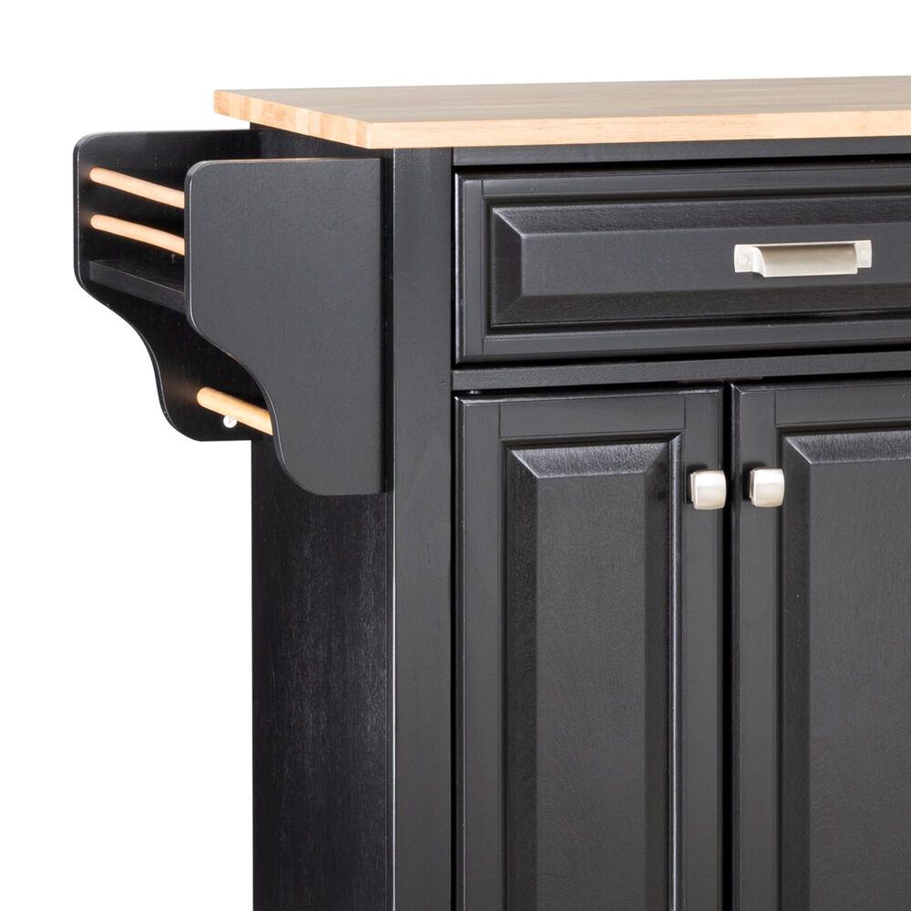 HOMLUX Kitchen Island with Rubber wood Countertop in Black, , large