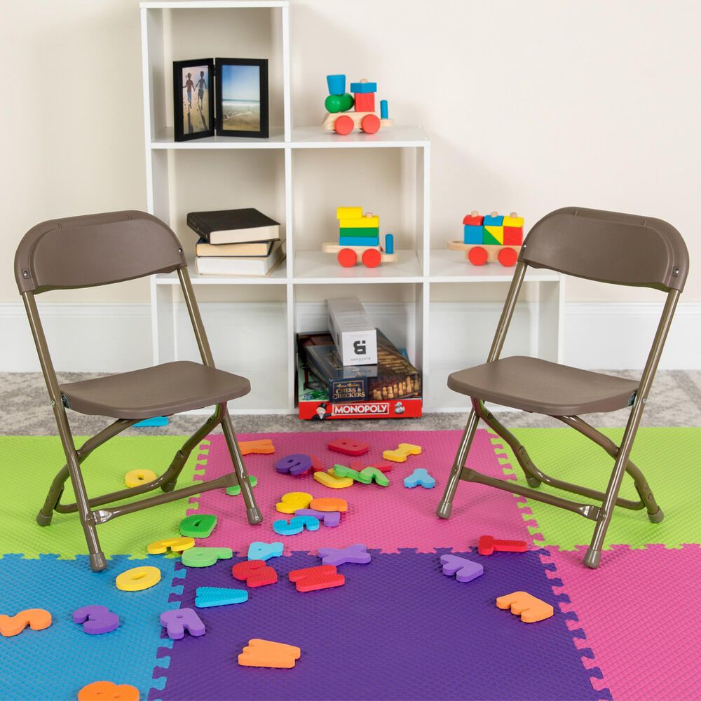 Flash Furniture Timmy Kids Folding Chair in Gold and Brown &#40;Set of 2&#41;, , large