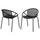 Hearth and Haven Patio Stackable Dining Chair with Breathable Design in Black (Set of 2), , large