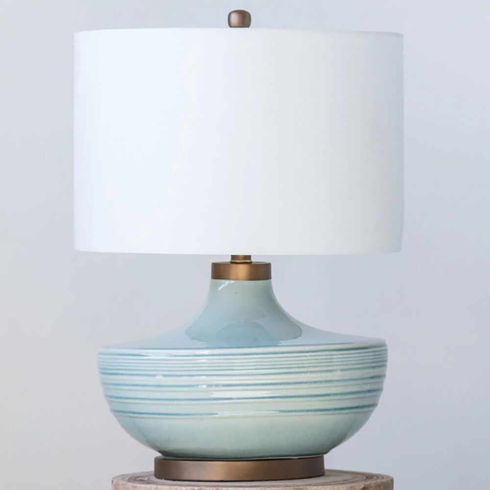 Teak Interiors Shoreline Ceramic Table Lamp in Aqua and Gold, , large