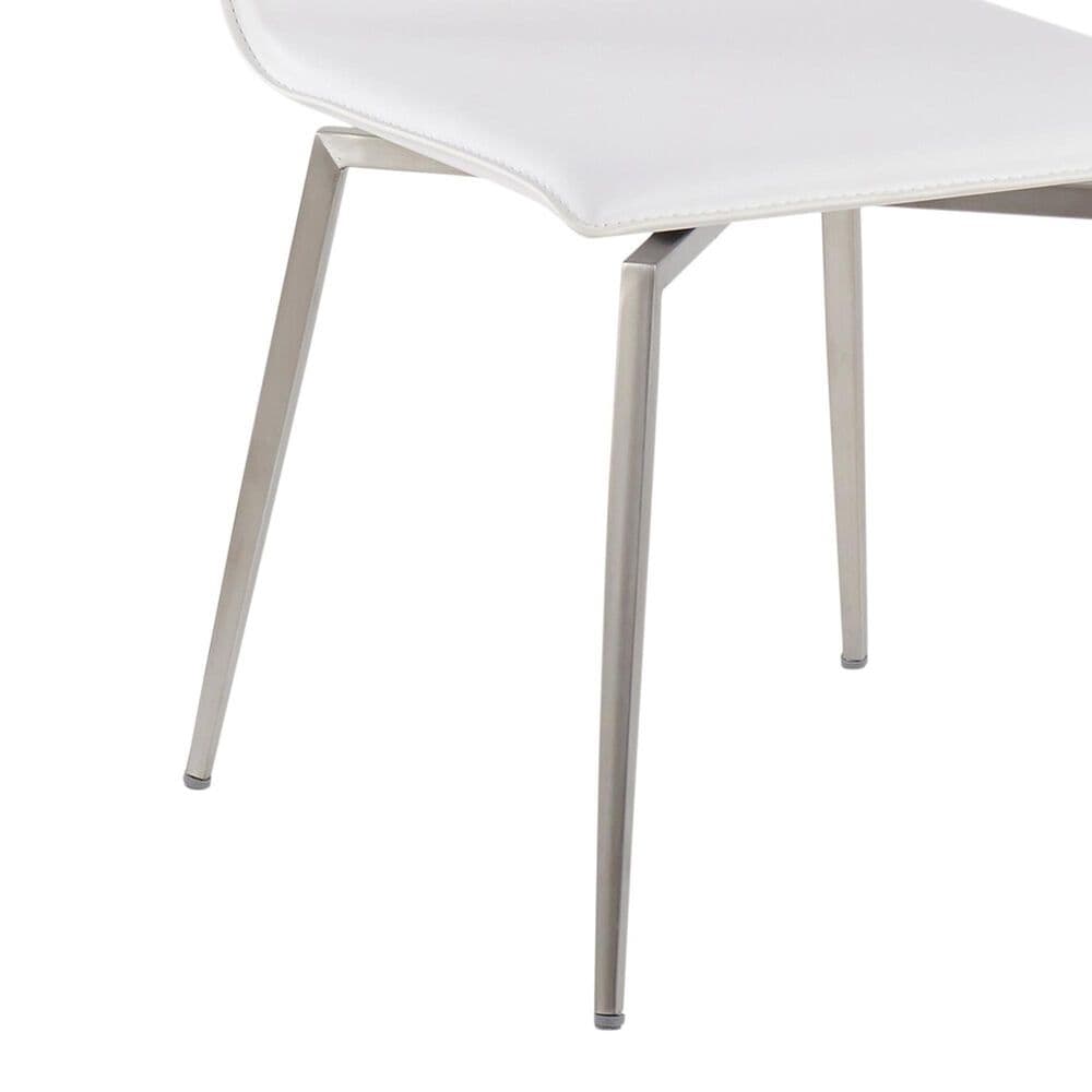 Lumisource Mason Swivel Side Chair with White Upholstered in Brushed Stainless Steel (Set of 2), , large