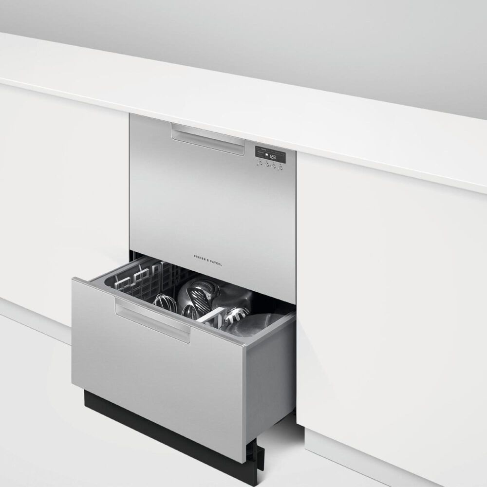 Fisher &amp; Paykel Built-In 24 Inch Full Console Double DishDrawer with Full Flex Racking In Stainless Steel, , large