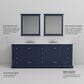 Lexora Home Dukes 84" Double Bathroom Vanity in Navy Blue with 2 cm White Quartz Top and Rectangular Sinks, , large